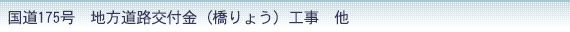 国道175号　地方道路交付金（橋りょう）工事　他
